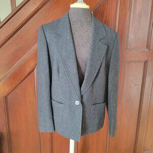 Pendleton Womens Charcoal Gray Wool Blazer Size 16W Single Button Closure Made I